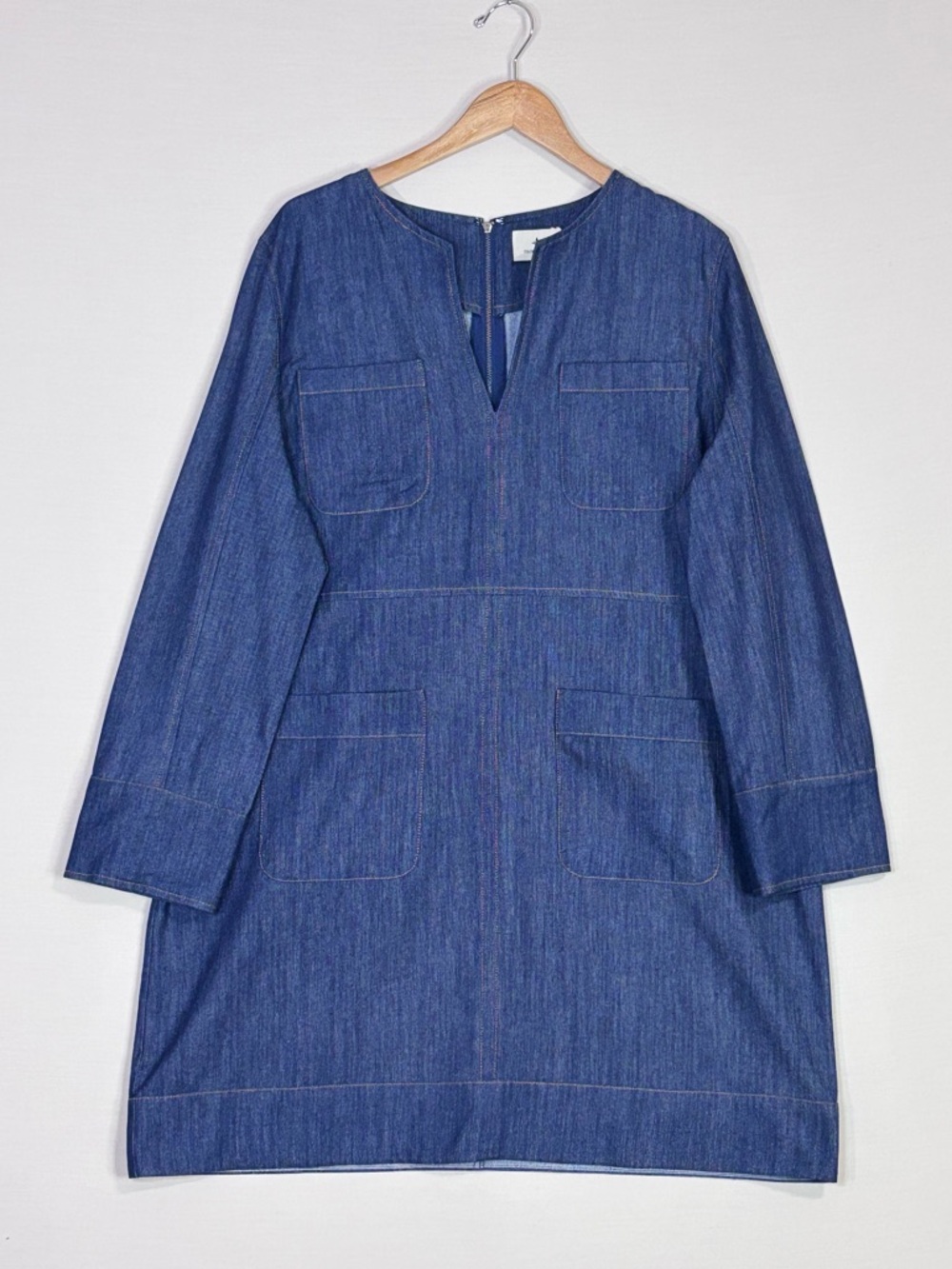 Tuckernuck Denim Mini Dress XXL Structured Cotton Pocket Shift Dress